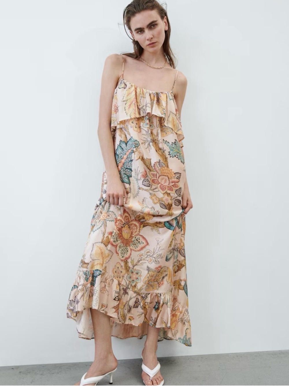H&M Ruffle Trimmed A-Line Long Dress